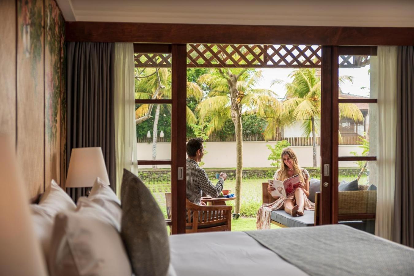 Unterkunft Adiwana mit Blick auf die Reisfelder und täglichem Spa
